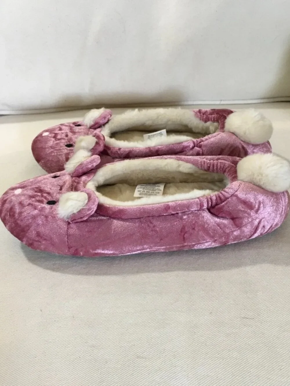 Mini Boden Pink Velvet Bunny Slippers NWOT